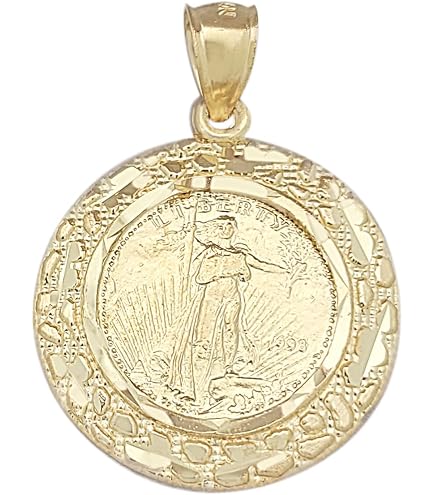 Amazon.com: AMZ Jewelry 10K Yellow Gold Walking Liberty Coin Bezel
